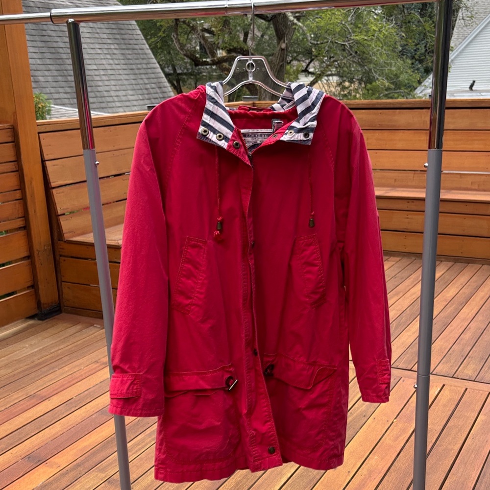 Women's Red Hooded Rain Jacket